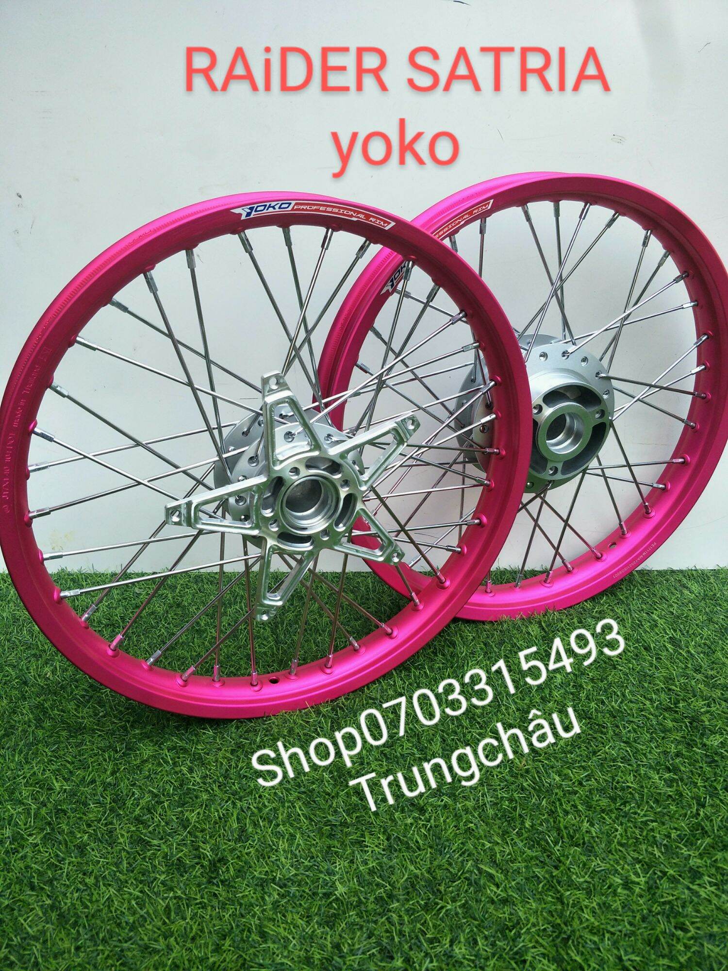 [HCM] CẶP BÁNH CĂM RAIDER SATRIA NIỀNG YOKO THÁI MÀU HỒNG ĐỎ ĐEN KÈM LÒNG CNC GẮN ĐĨA RIN  (TƯ VẤN NHANH SỐ ĐIỆN THOẠI SHOP TRÊN HÌNH)