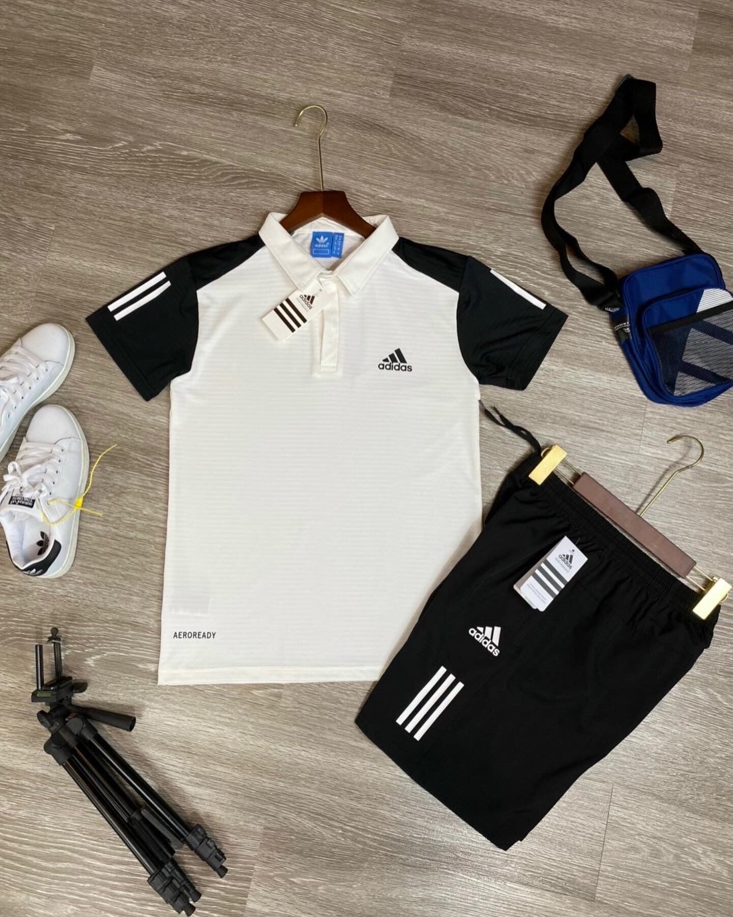 Bộ thể thao adidas nam hè chất thun kim thông hơi mát lạnh