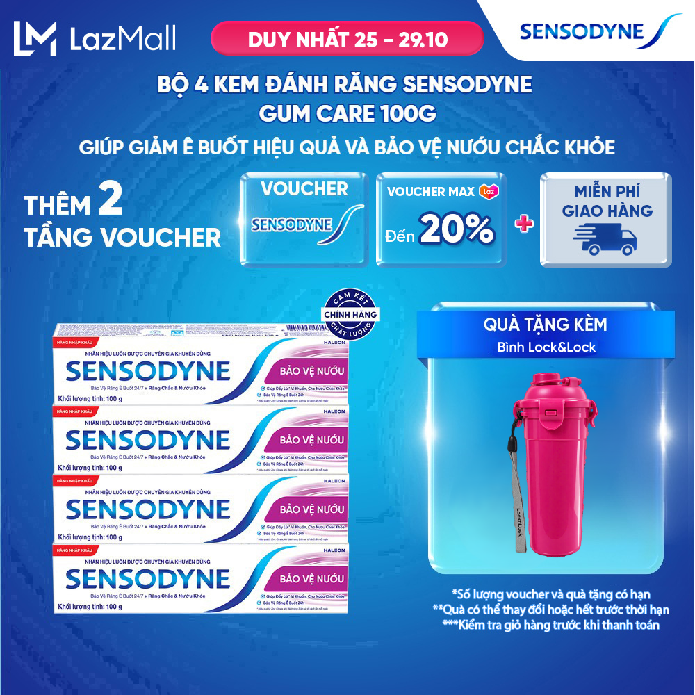Bộ 4 Kem đánh răng SENSODYNE Gum Care 100g giúp giảm ê buốt và bảo vệ nướu chắc khỏe