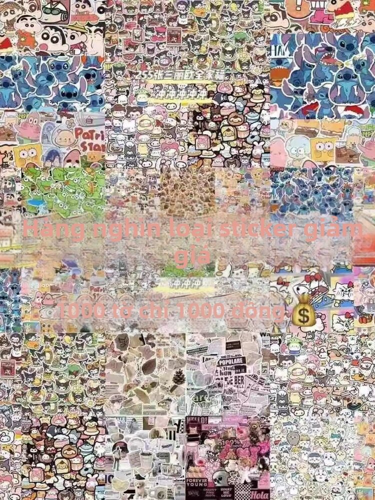 1000 Chiếc Miếng Dán Hoạt Hình DIY Nhật Ký Gói Nhãn Dán Phong Cách Ngẫu Nhiên Đề Can Đồ Dùng Giấy Thủ Công Kinh Doanh Cần Thiết