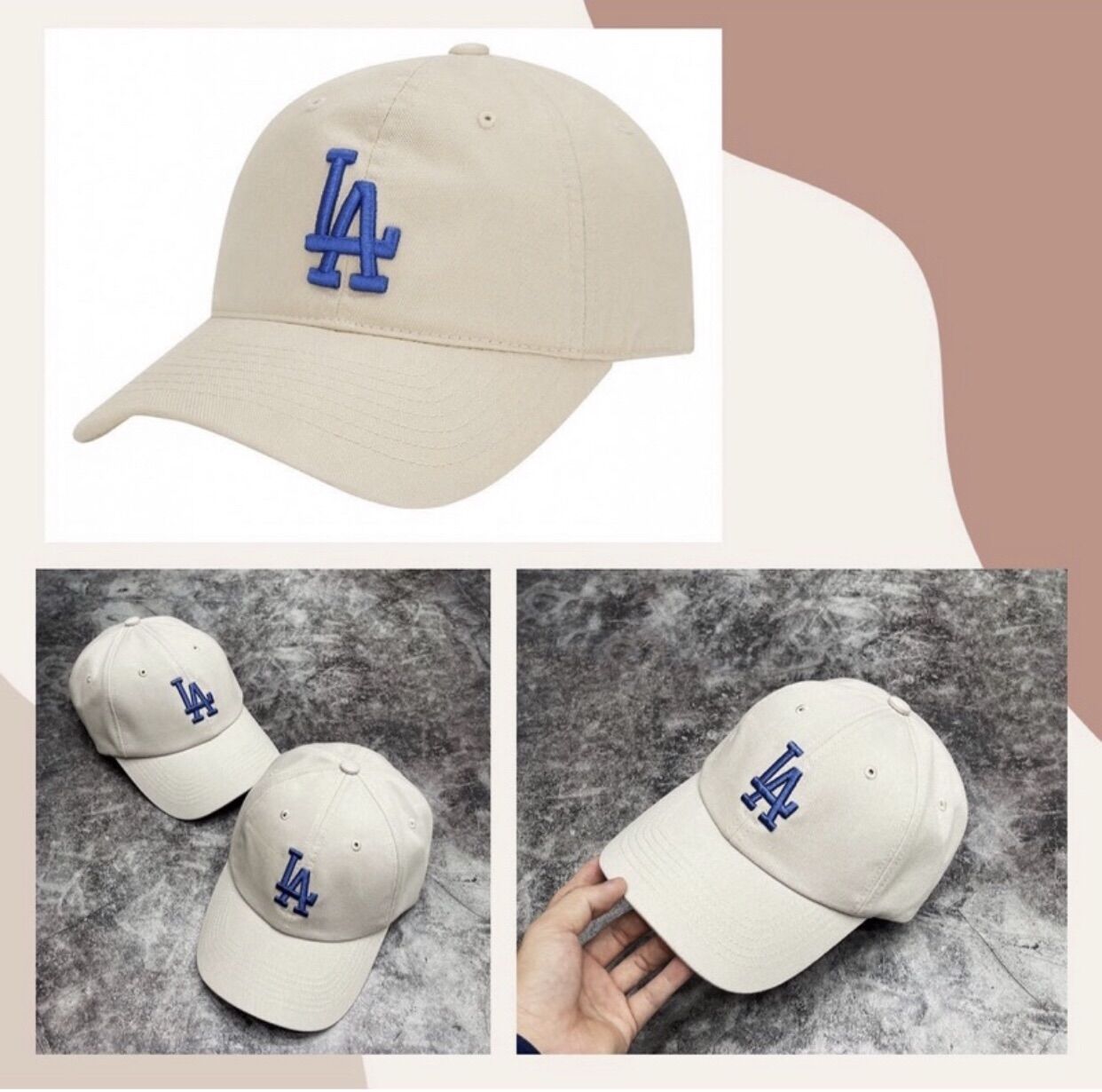 Mũ lưỡi trai L.A màu beige