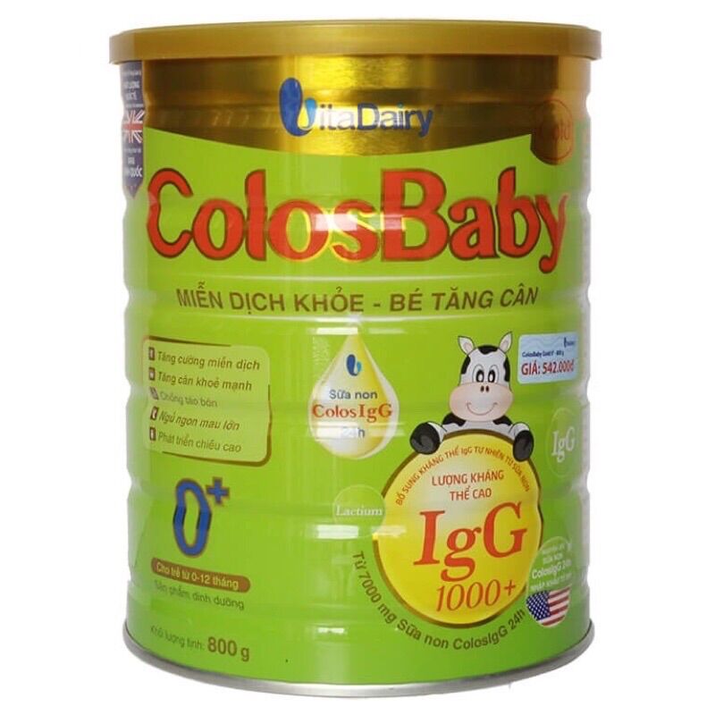 Tặng 1 ly thủy tinh - sữa bột colosbaby gold số 0+, 1+, 2+ 800g