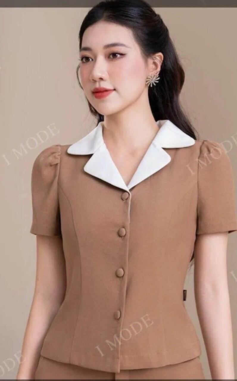 Áo nữ công sở tay ngắn thoải mái đơn giản