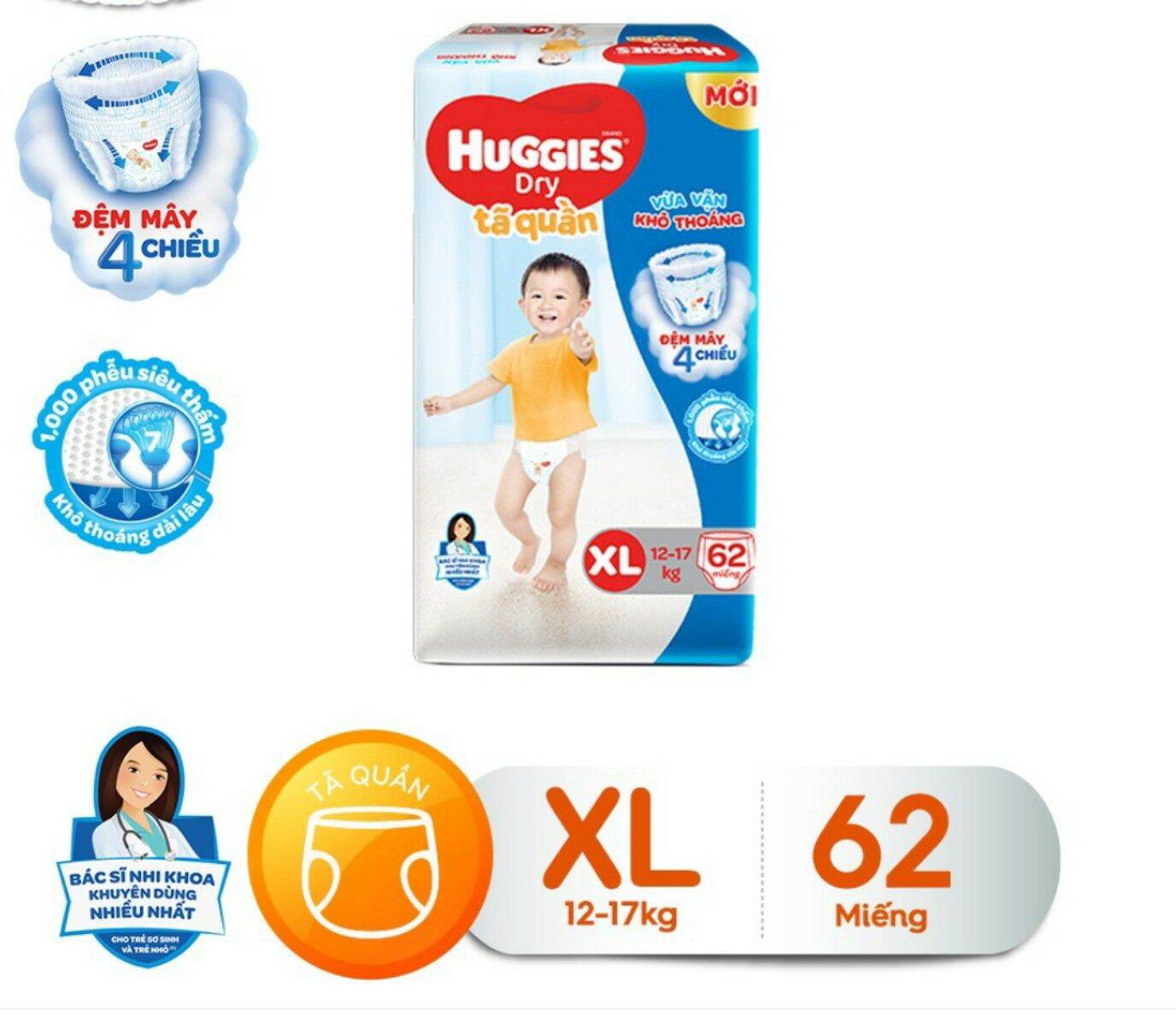 Tả quần huggies size XL62 date mới