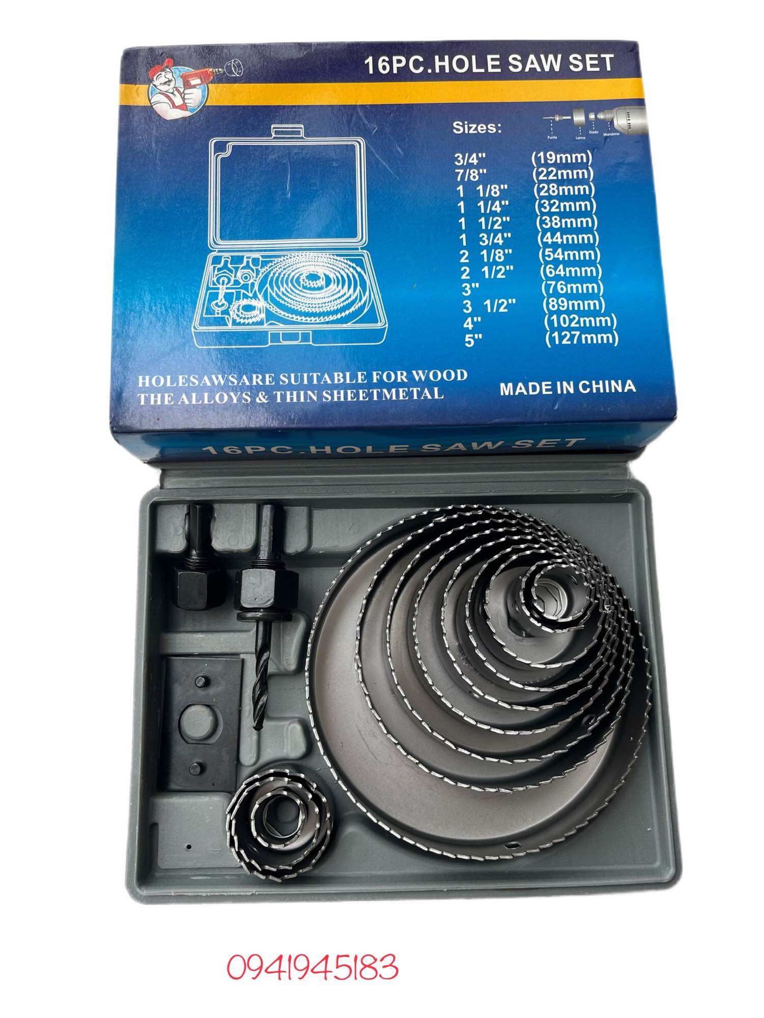 Bộ mũi khoan gỗ, đa năng khoét trẩn thạch cao, gỗ 16PCS