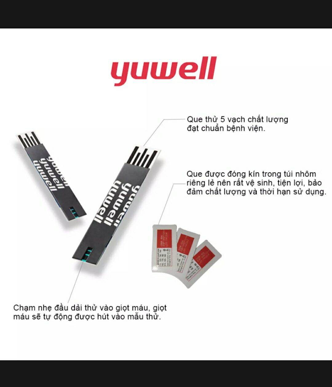 que thử đường huyết yuwell 50 que 50 kim