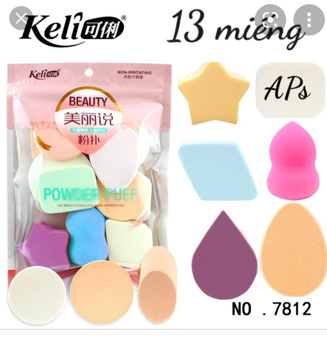 Mút đánh phấn phủ kem nền Keli bịt 13 miếng