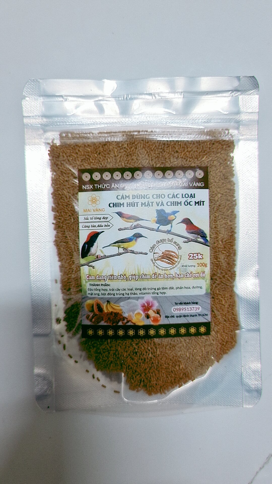 Combo 04 gói Cám chim hút mật và chim ốc mít 100g