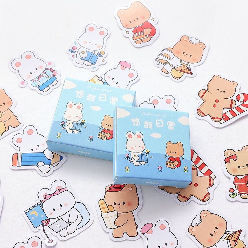hộp 40 sticker dán hình gấu ngộ nghĩnh