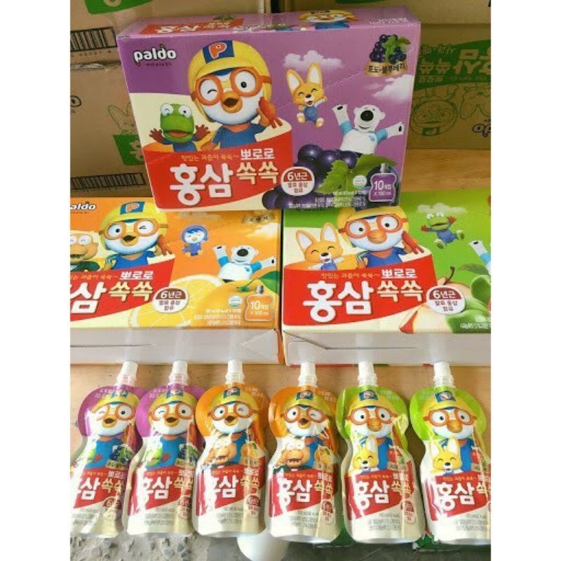 Nước hồng sâm trái cây Pororo Hàn Quốc 100ml