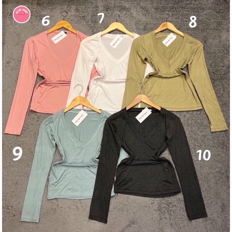 [HCM]Combo 3 áo thun body tay dài cổ tim