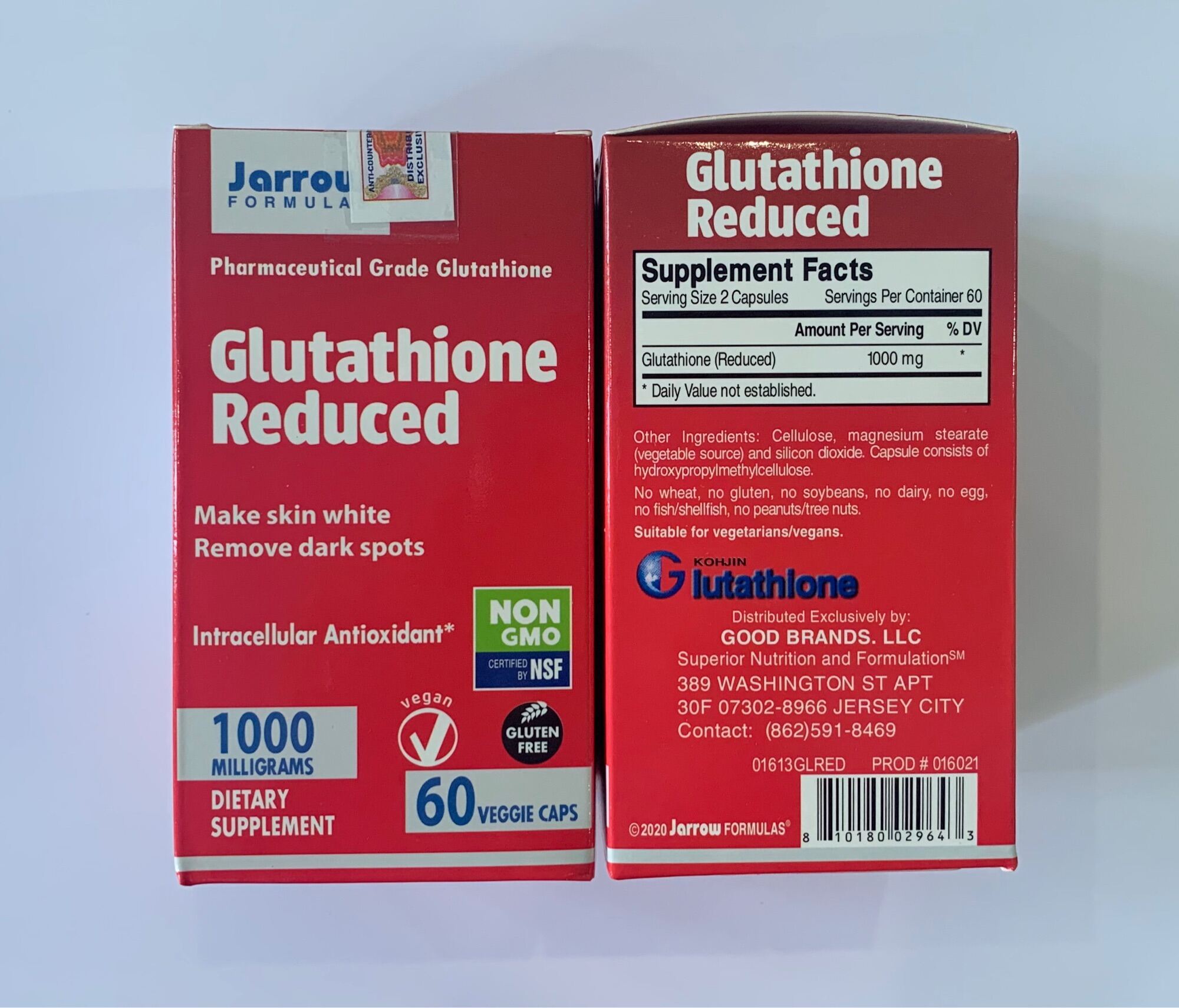 Combo 2 hộp viên uống trắng da Glutathione 1000mg Reduced Jarrow