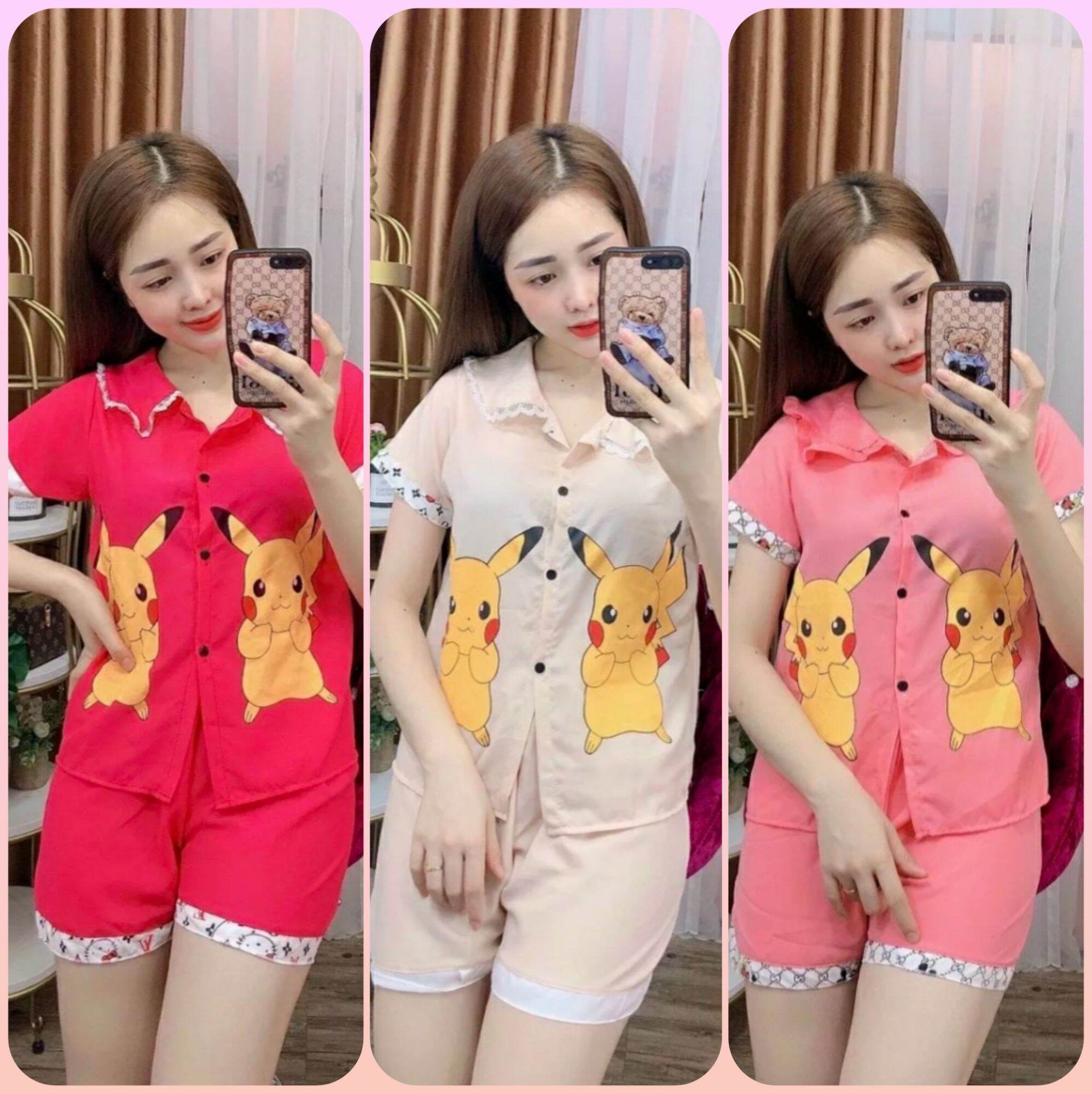 Đồ bộ nữ mặc nhà mới mặc tết dễ thương dưới 57kg đẹp - a05
