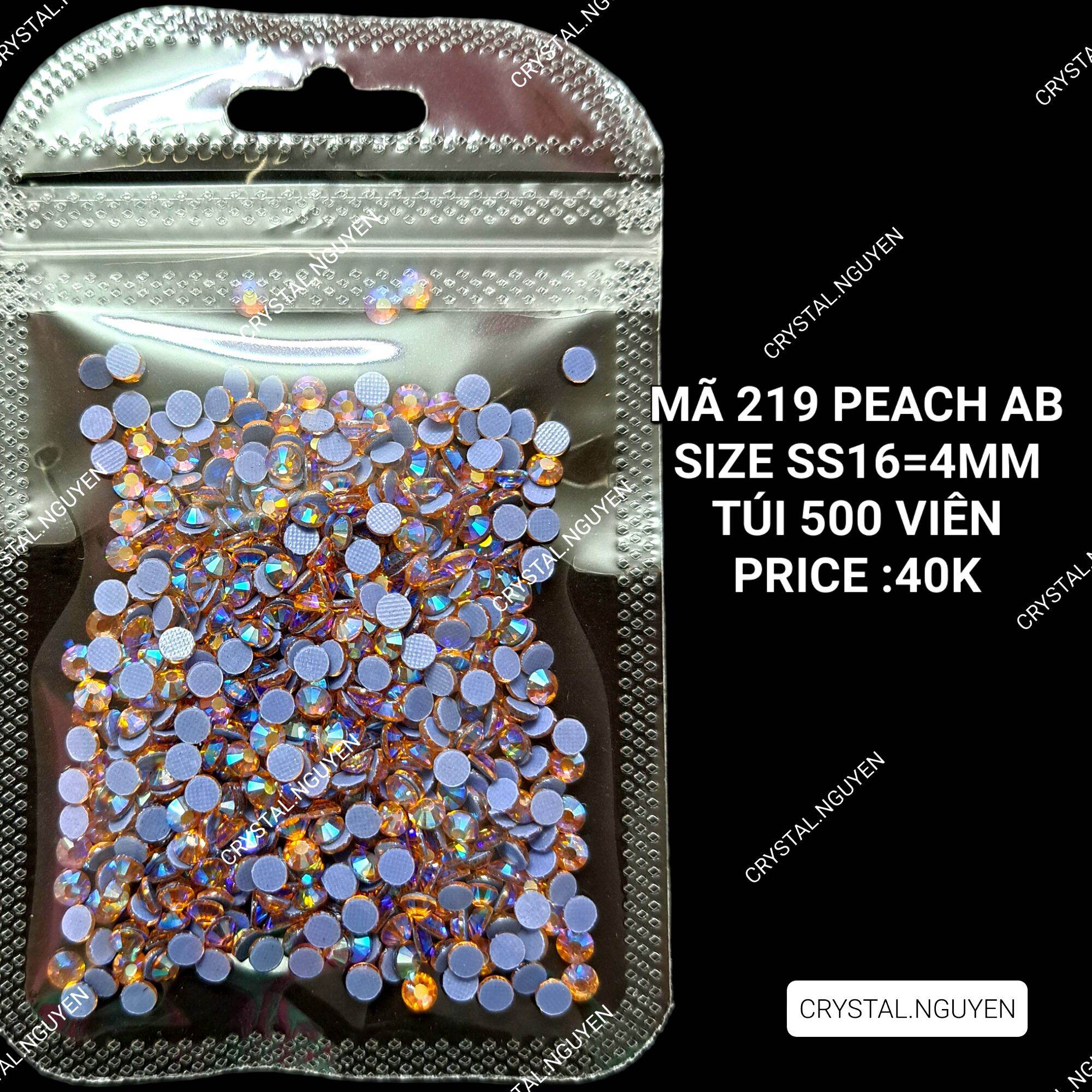 MÃ 219 PEACH AB- ĐÁ NAIL KHAY - ĐÁ TÚI MIX SIZE- ĐÁ LẺ SIZE