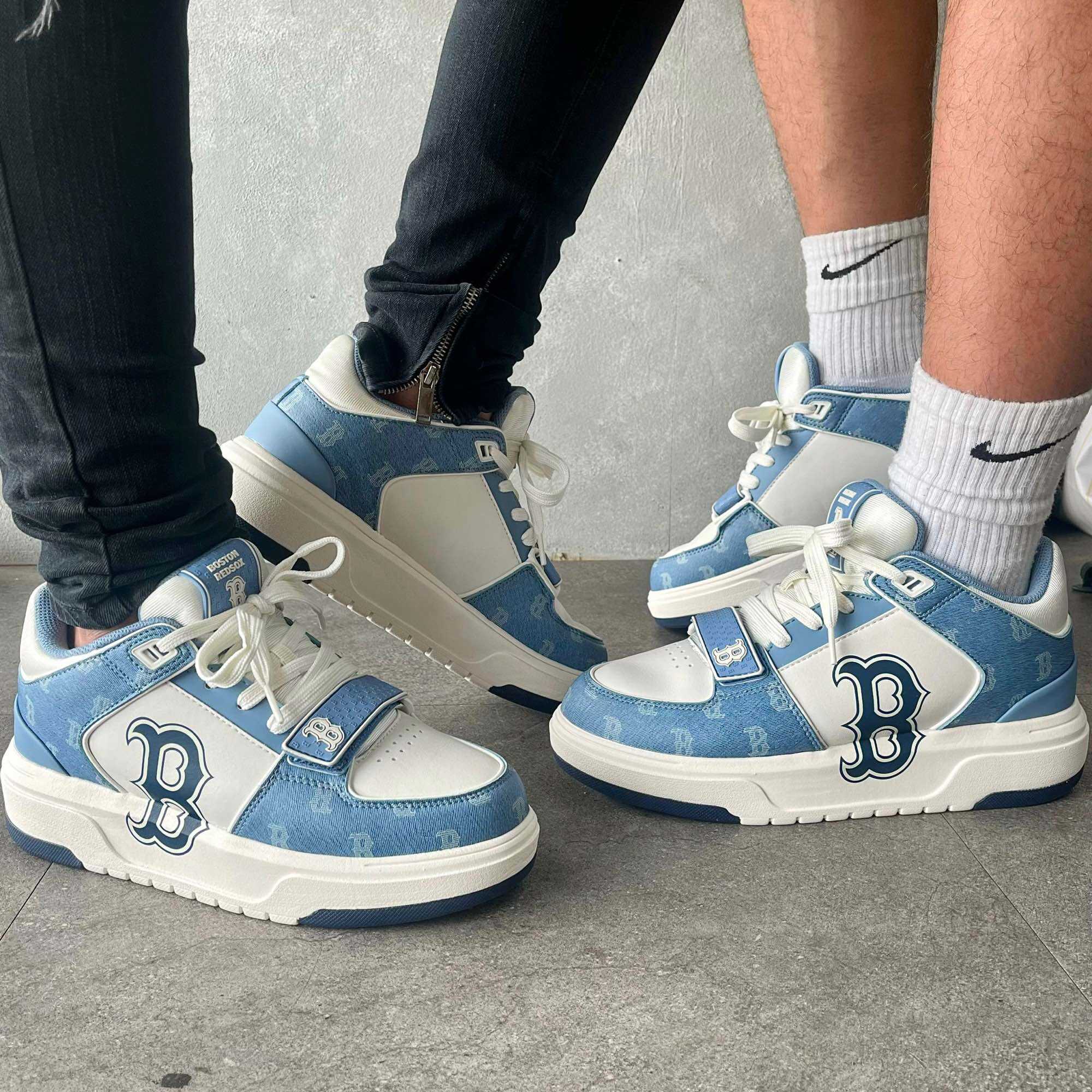 Chính hãng - giày mlb chunky liner mid denim b boston blue - 3asxcdn3n-43bld