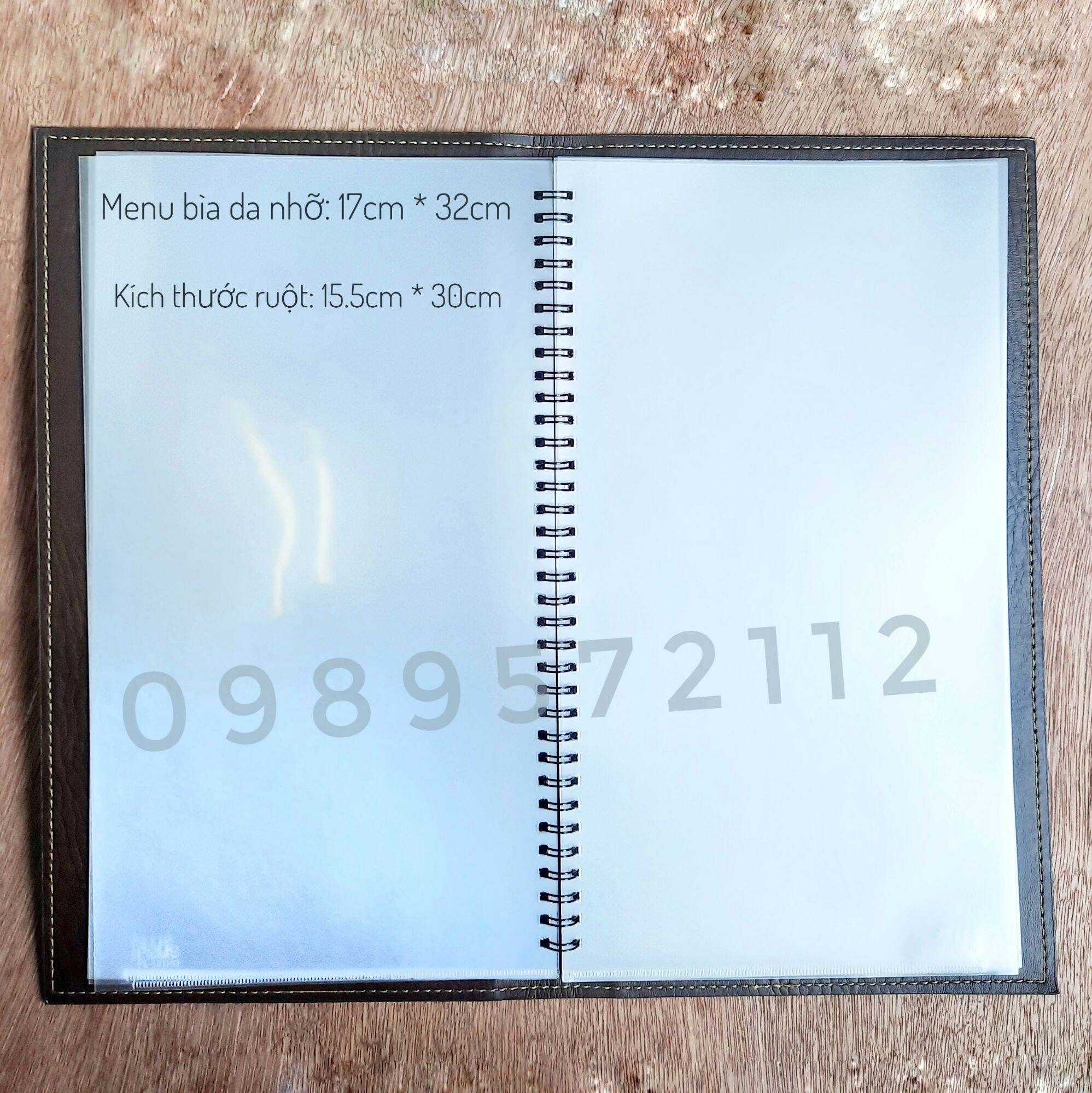menu bìa da kích thước 17-32cm