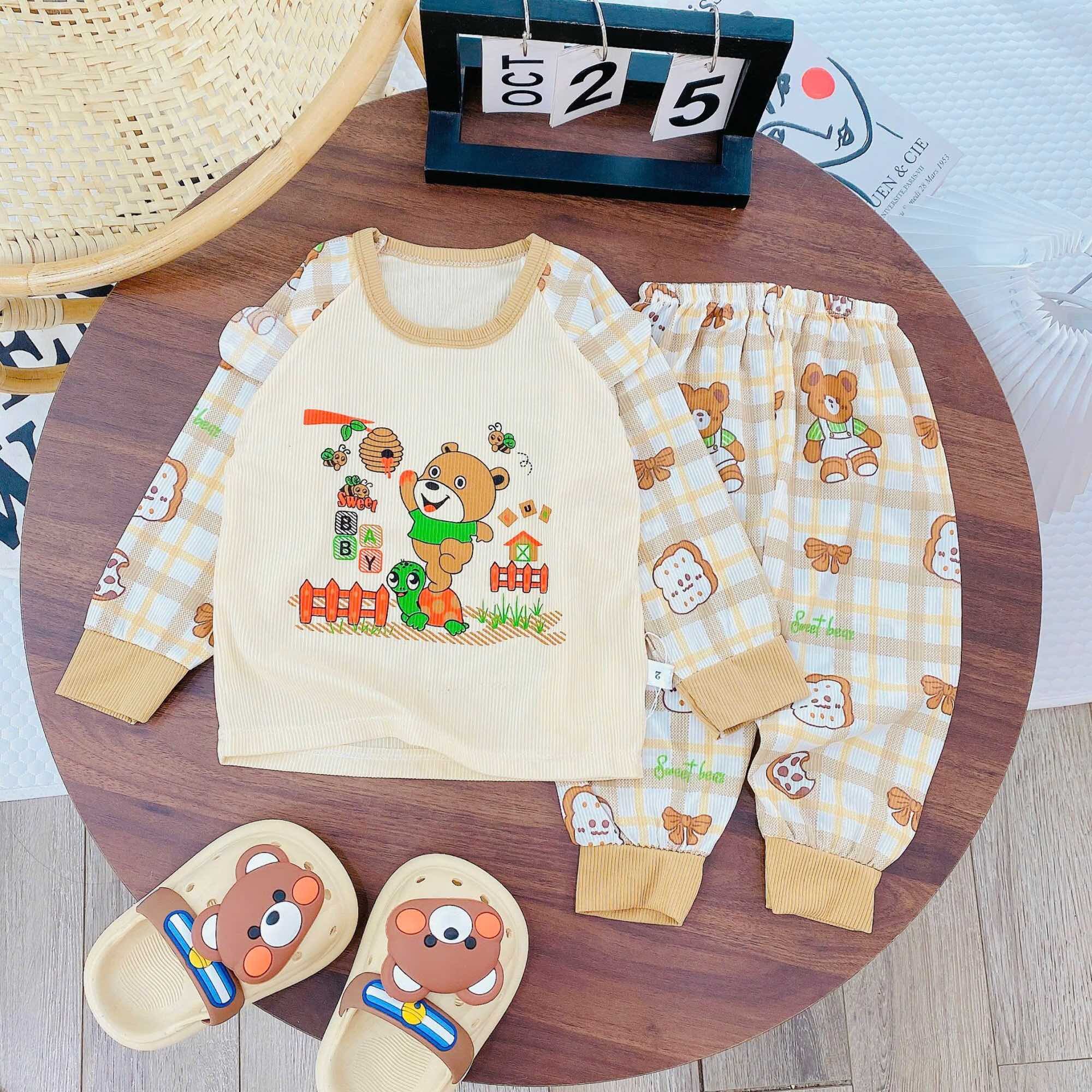 Set 3 bộ dài bé thun tăm cho bé 8-18 cân