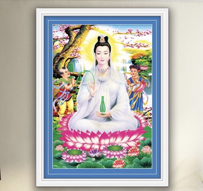 Tranh đính đá phật quan âm lg1375 kt 55x75cm