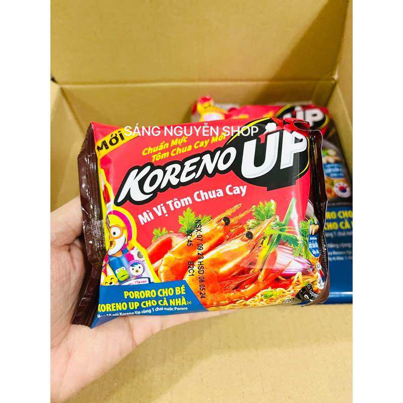 Thùng Mì Tôm KORENO UP Vị Tôm Chua Cay 67g x20 gói