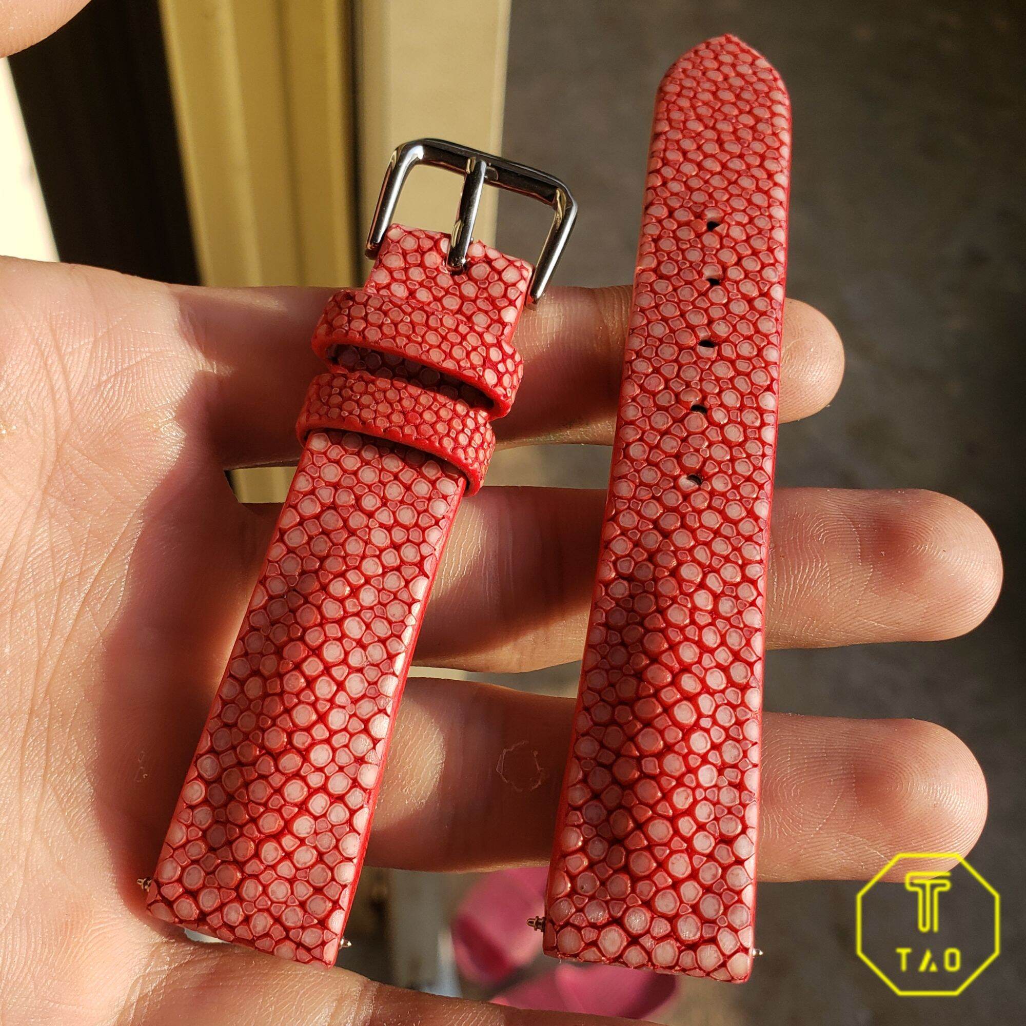 (Handmade) - Dây đồng hồ da cá đuối nhiều màu size 18-16