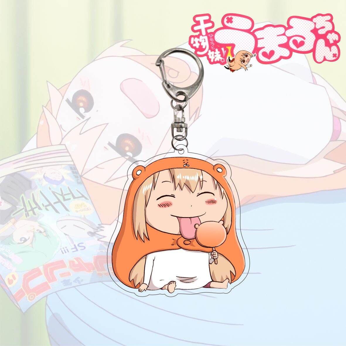 Móc treo chìa khóa trong suốt bên lề chị em phụ kiện treo móc treo thẻ đứng anime hai mặt hd có sẵn