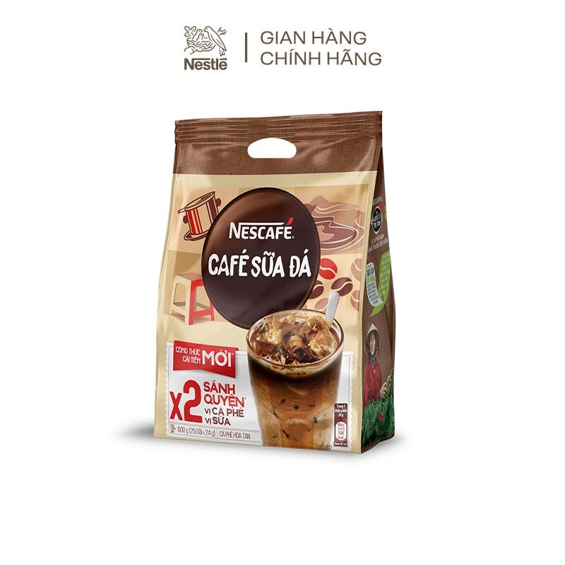 Bịch cà phê hòa tan Nescafe cà phê sữa đá (Bịch 25 gói x 24g)