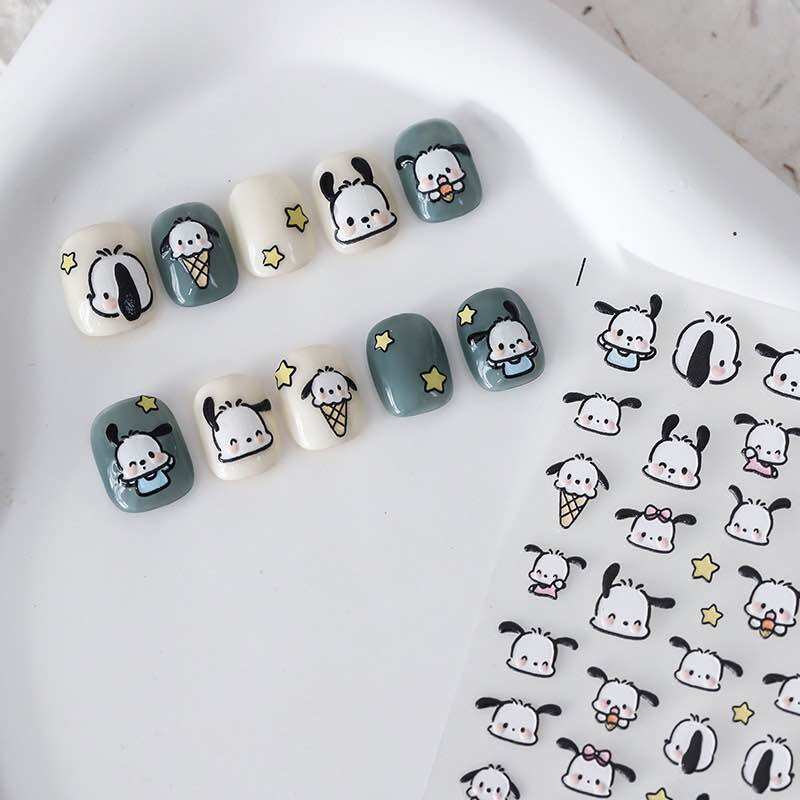 Sticker hoa , trái tim , gấu  hoạt hình dán móng tay
