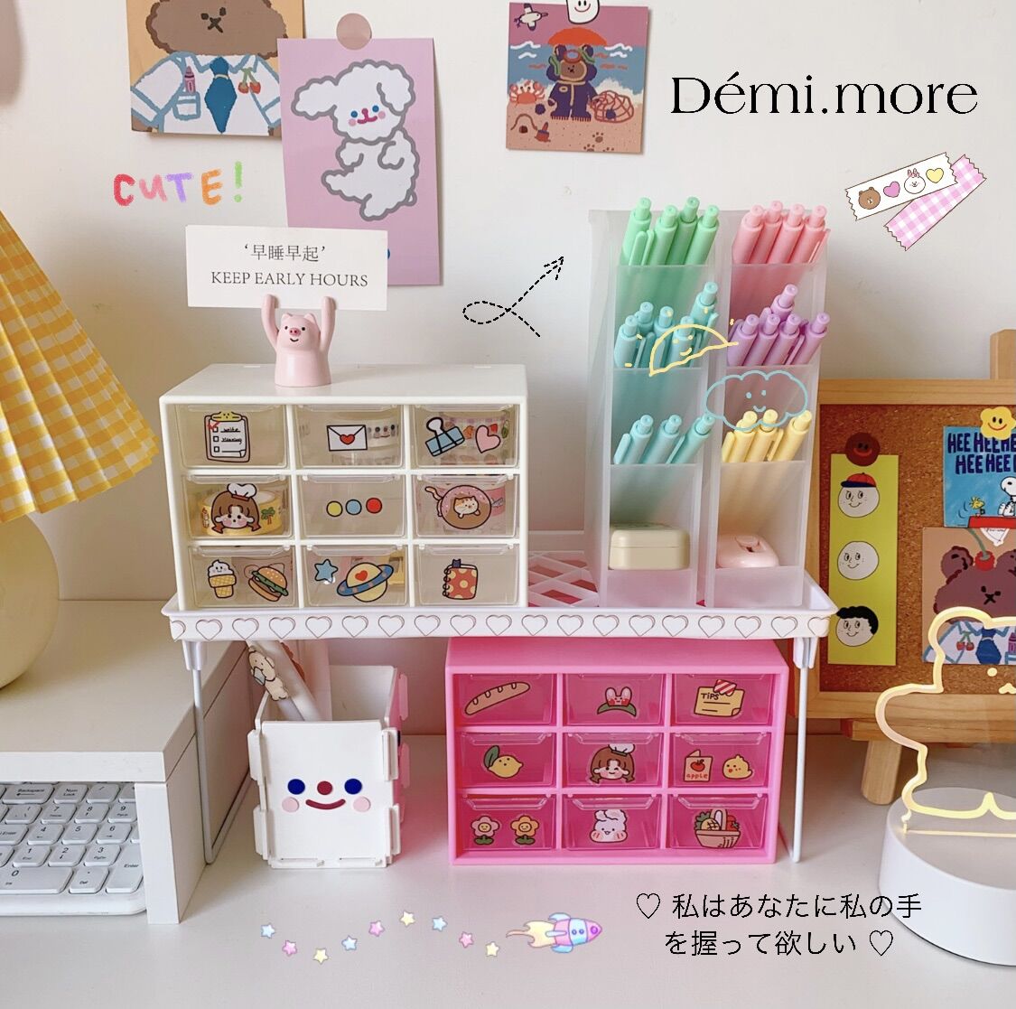 Hộp nhựa 9 ngăn kéo đa năng, tủ 9 ô mini kéo Démi không bám bụi để bàn, trang trí góc học tập, đựng trang sức mỹ phẩm