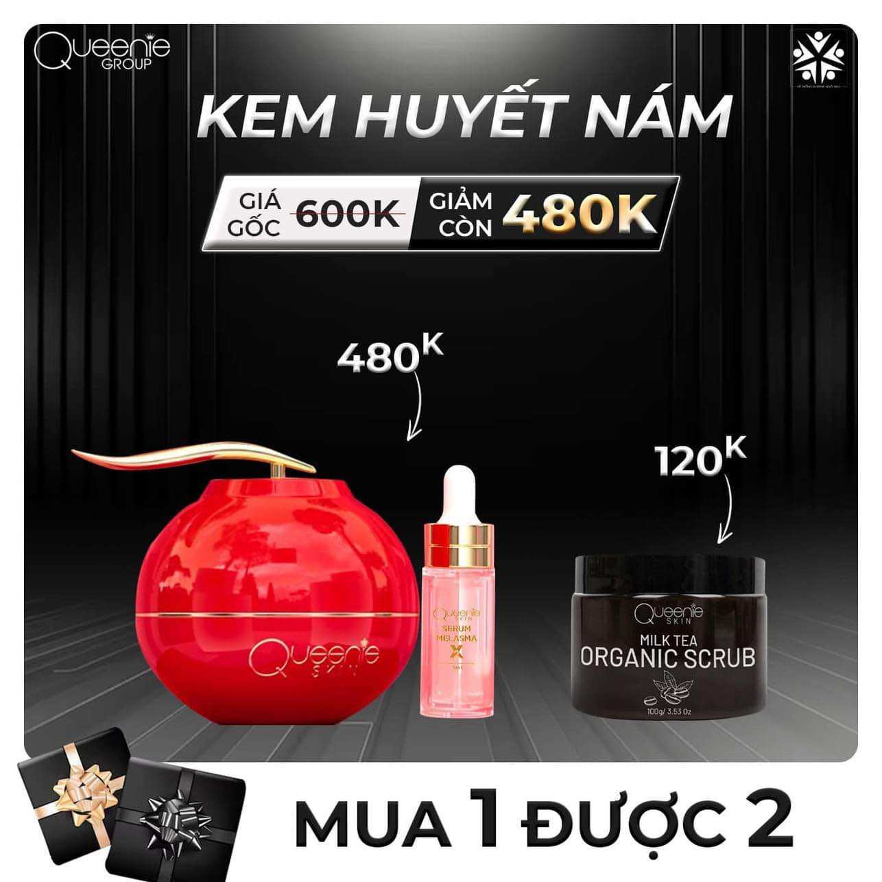 [HCM]KEM NÁM VÀ TÀN NHANG-DƯỠNG TRẮNG DA- ĐỒI MỒI - PHỤC HỒI HƯ TỔN QUEENIE SKIN 30GR ( tặng kèm serum mini )