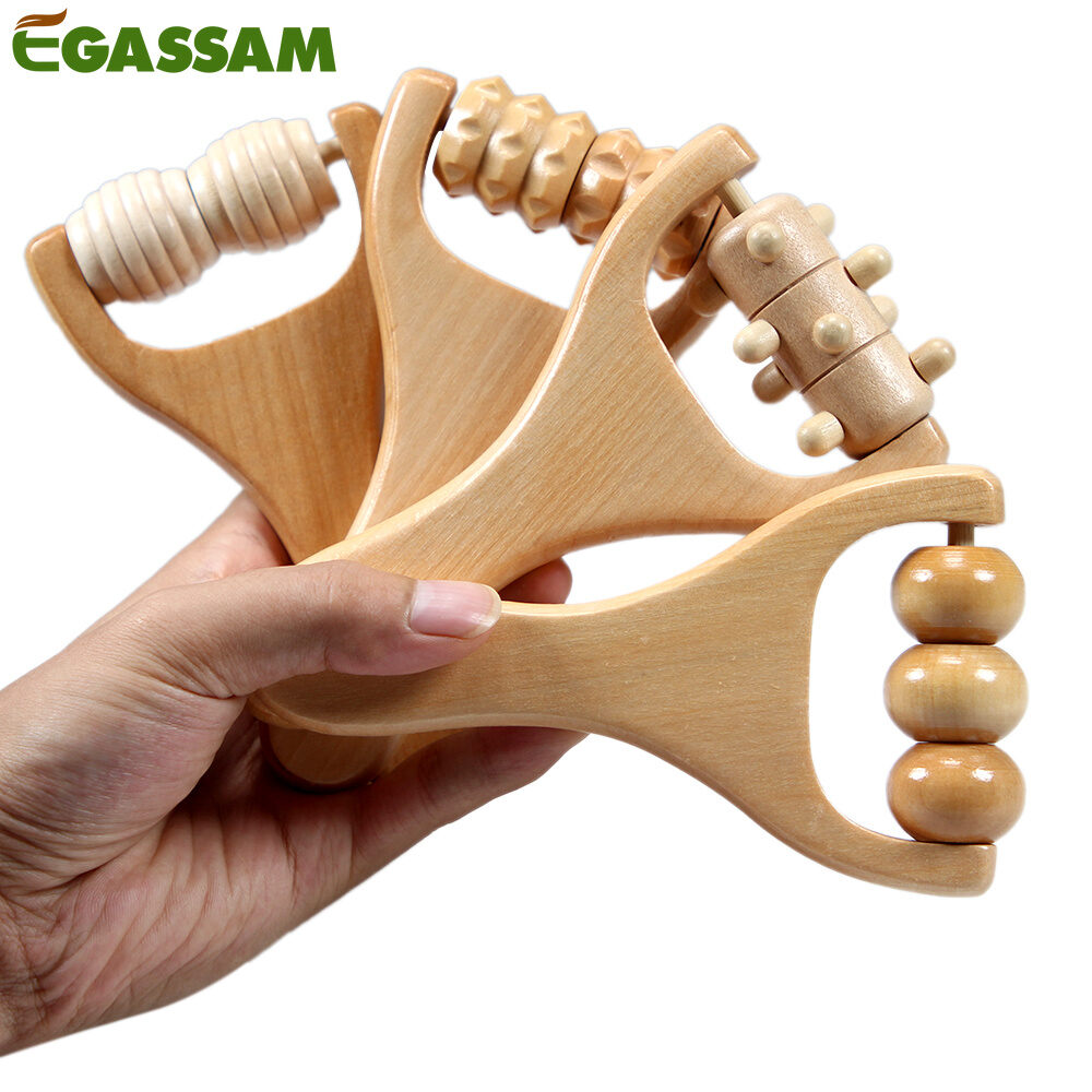 Con Lăn Massage Bằng Gỗ Cầm Tay, Bấm Huyệt, Massage Mô Sâu, Giảm Đau Toàn Thân, Lưng, Cổ, Vai