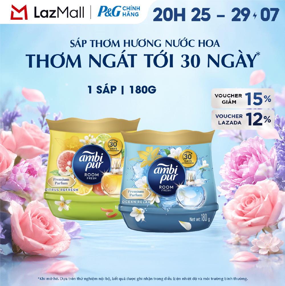 Sáp Thơm AMBI PUR Khử Mùi Khó Chịu Hương Mộng Mơ/ Hạnh Phúc Hộp 180G