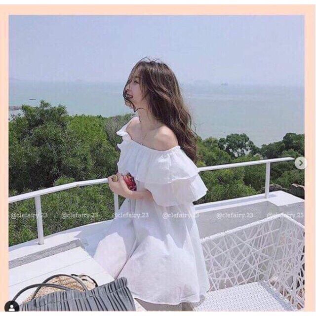 VÁY TRỄ VAI BÈO CHUN EO TIỂU THƯ