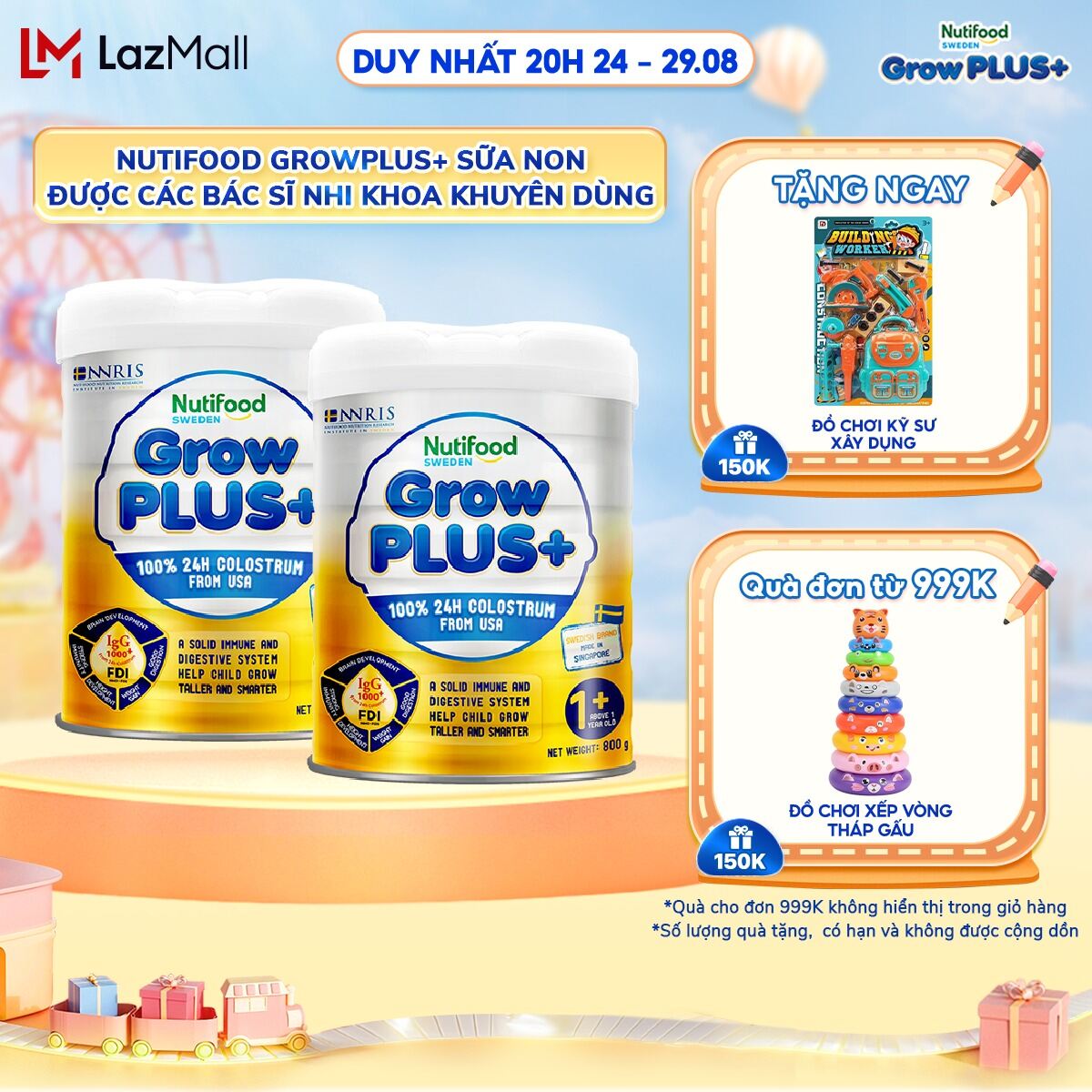 Bộ 2 sữa bột nutifood growplus+ sữa non tăng đề kháng 800g - trên 1 tuổi - tăng cường hệ miễn dịch, tiêu hóa tốt - bao bì thay đổi theo đợt nhập hàng