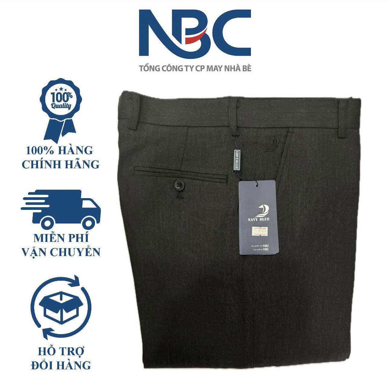 Quần tây nam Nhà Bè form suông màu Đen muối tiêu hơi sáng còn size 31