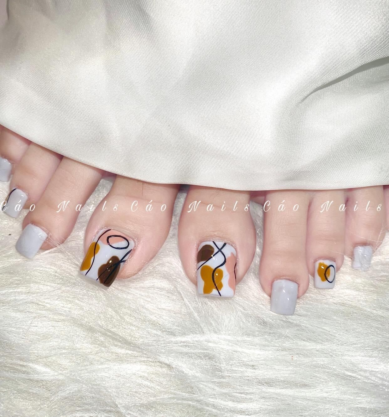 [ nails box ] móng chân giả vẻ tone xám
