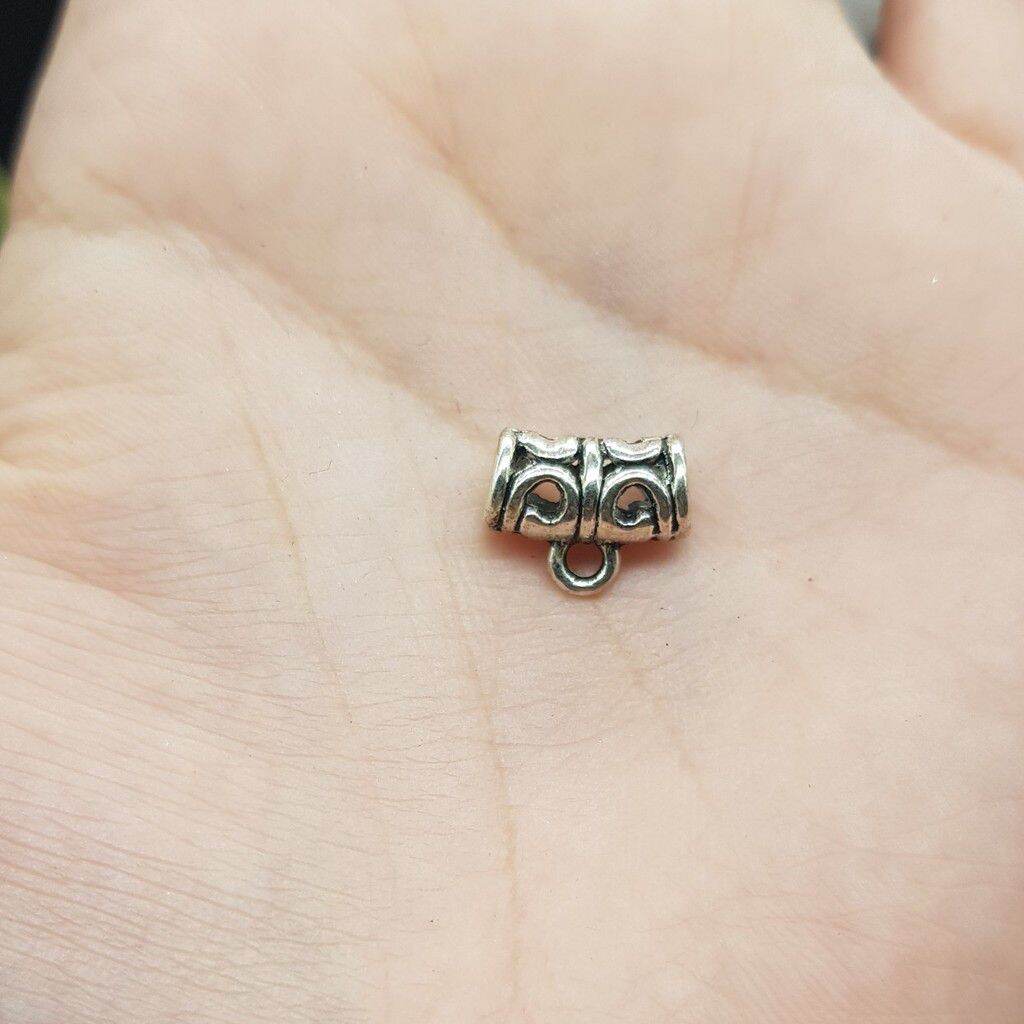 Charm ống luồn bạc thái có móc treo phụ kiện