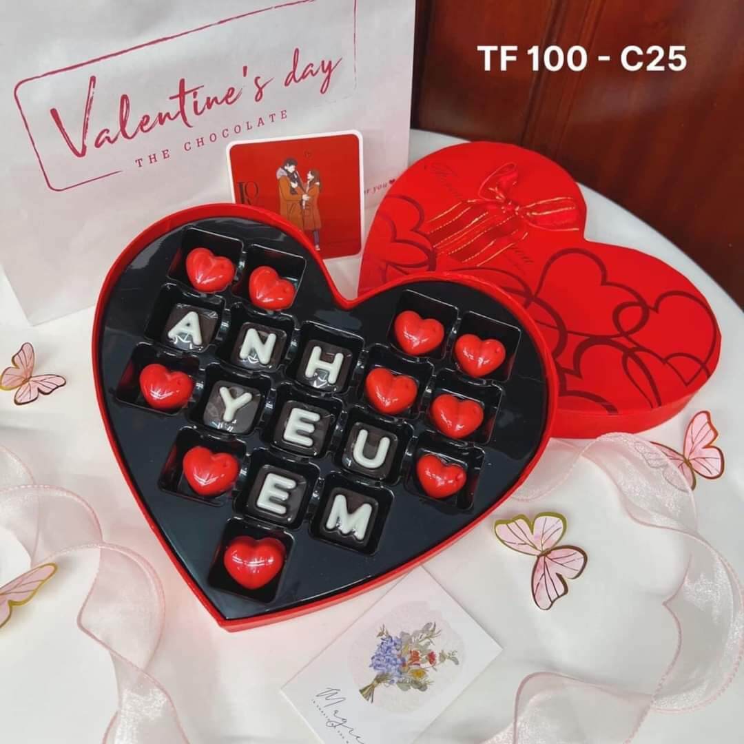 Hộp viên socola VALENTINE theo yêu cầu ( kèm thiệp + ghi nếu có yêu cầu)