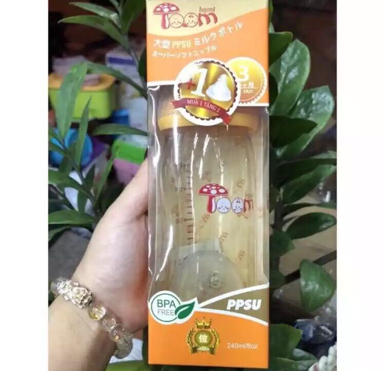 combo 2 bình sữa PPSU TOOM cổ rộng 160ml và 240ml (mỗi bình tặng kèm 1 núm thay thế)