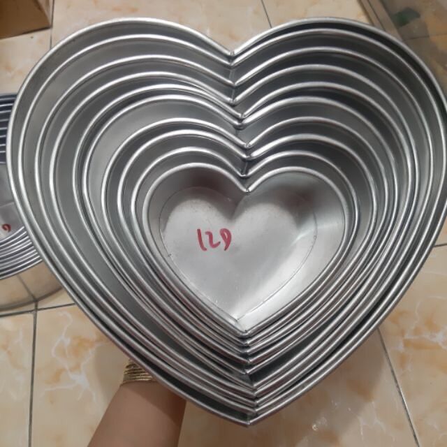 Khuôn tim đế liền làm bánh, khuôn tim bánh bông lan, khuôn tim làm rau câu đủ size