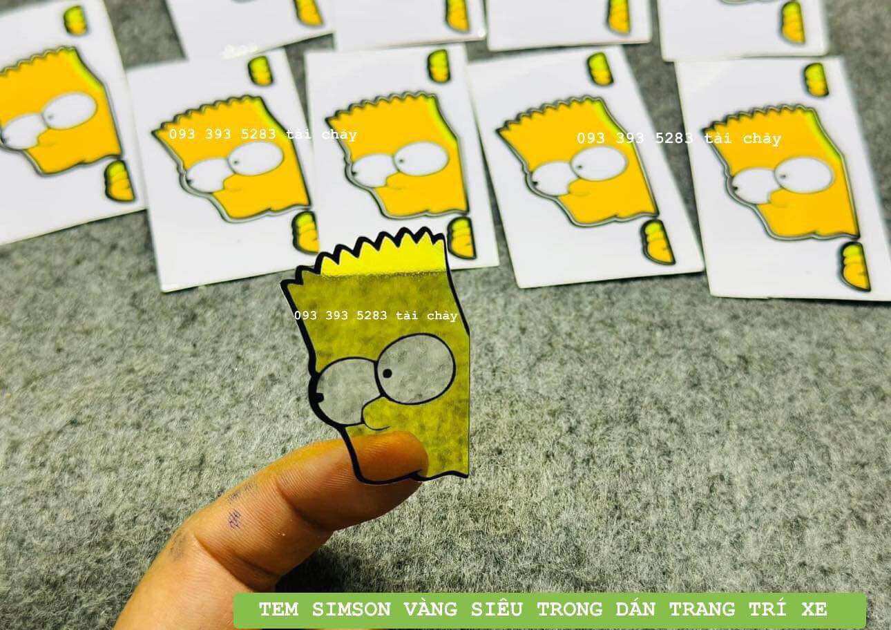 [ 1 MIẾNG ] TEM SIMSON VÀNG SIÊU TRONG SUỐT DÁN TRANG TRÍ XE
