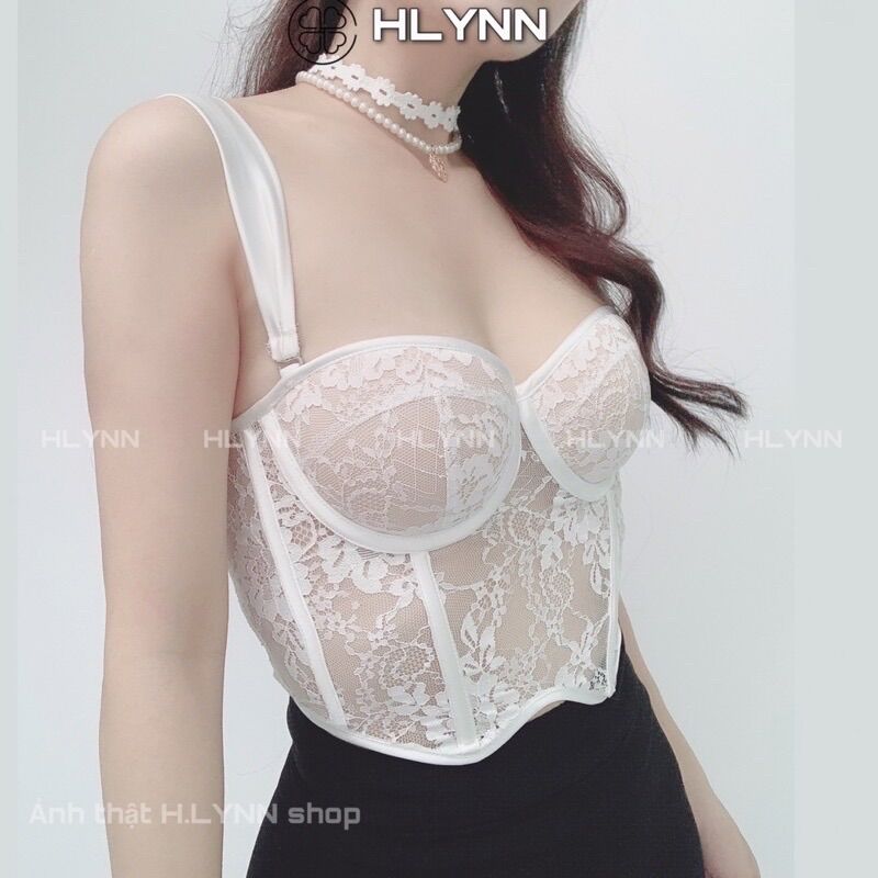 M149 Áo corset ren viền lụa sóng