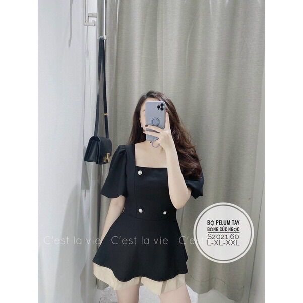 55-90kg bigsize set peplum kèm quần giả váy s2021.60
