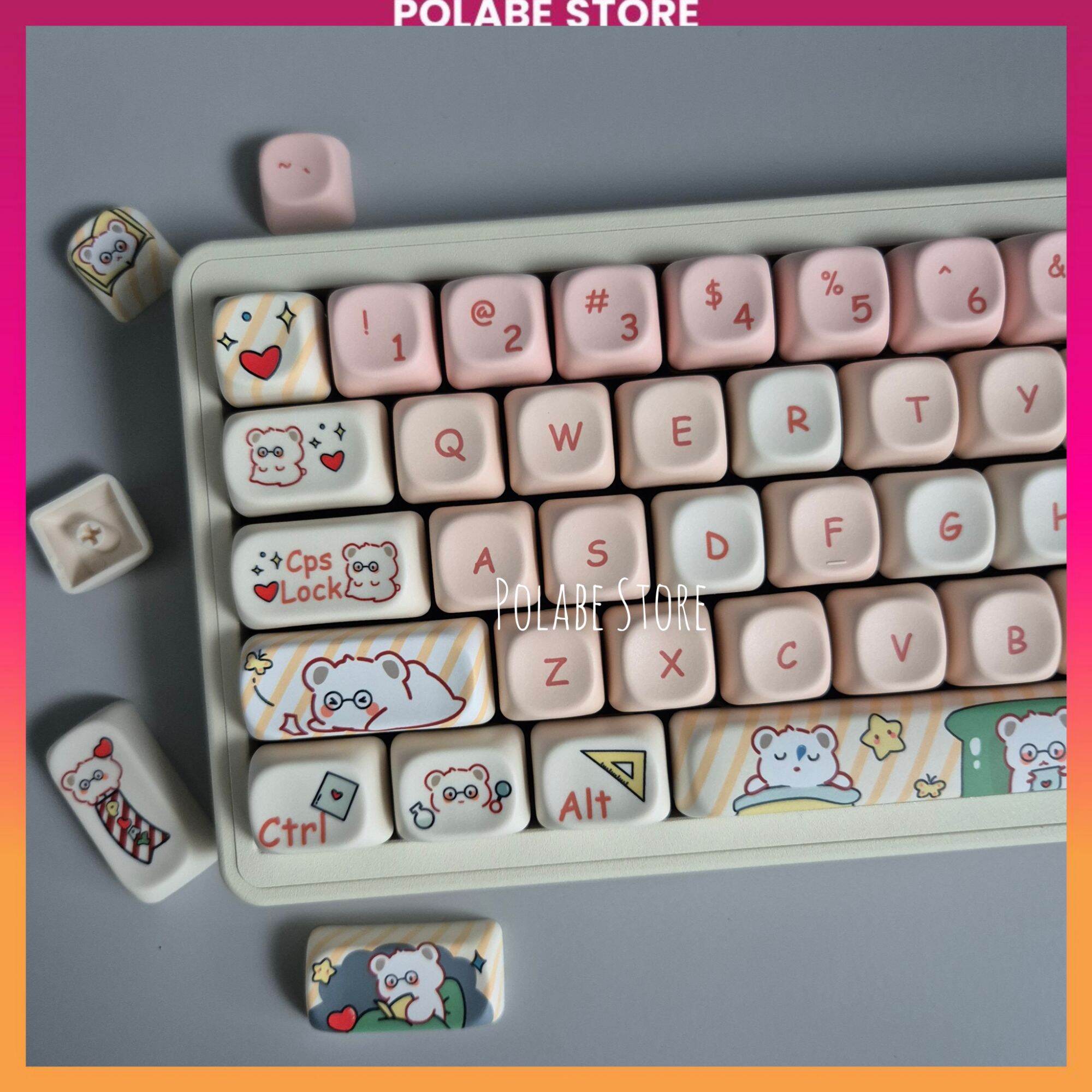 Keycap Lovely Bear MOA profile bàn phím cơ Polabe Store Keycap PBT Dyesub