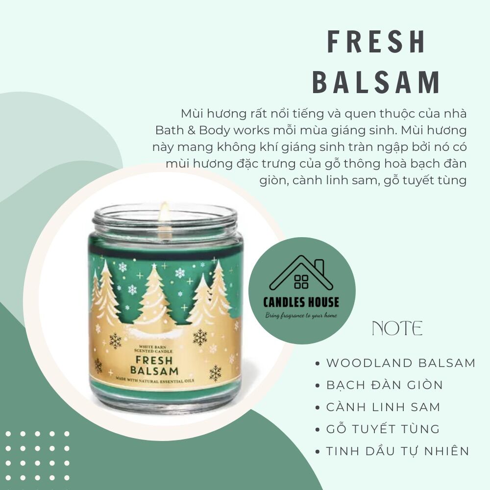 Nến thơm 1 tim bath & body works fresh balsam 198g