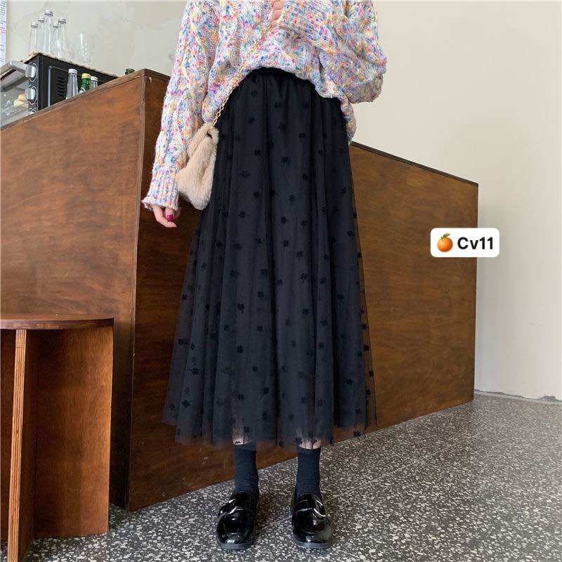 CHÂN VÁY LƯỚI BI DÀI CV11