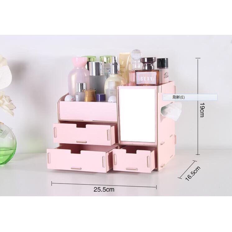 Kệ đựng đồ để mỹ phẩm 3 tầng xinh xắn có gương nhiều màu
