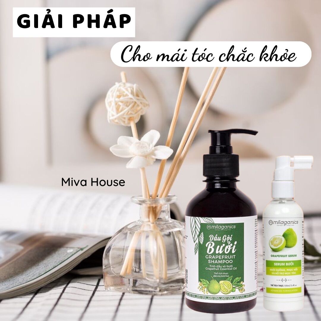 Dầu gội bưởi Milaganics ngăn rụng tóc kích thích mọc tóc