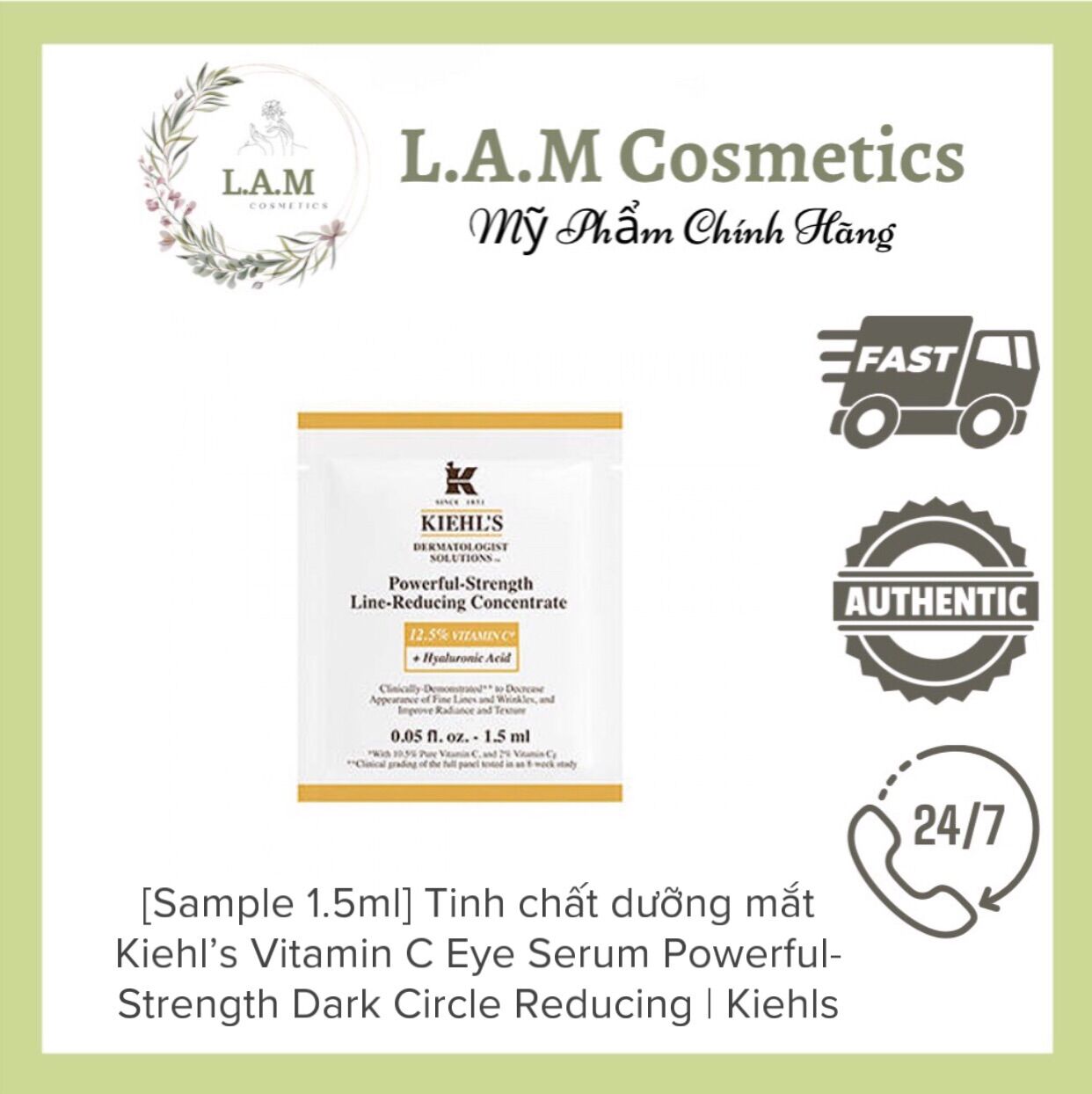 [Sample 1.5ml] Tinh chất dưỡng mắt Kiehl’s Vitamin C Eye Serum Powerful-Strength Dark Circle Reducing | Kiehls