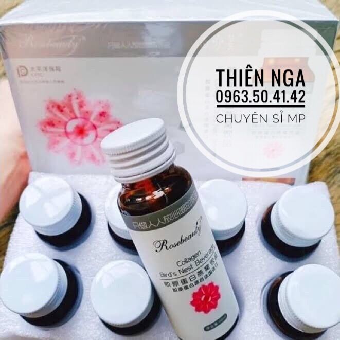 Nước uống collagen yến rose beauty trắng da, tái tạo trẻ hoá làn da, hộp 8 chai