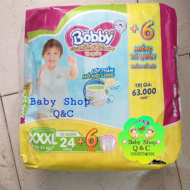 Tã quần bobby big size xxxl24+6